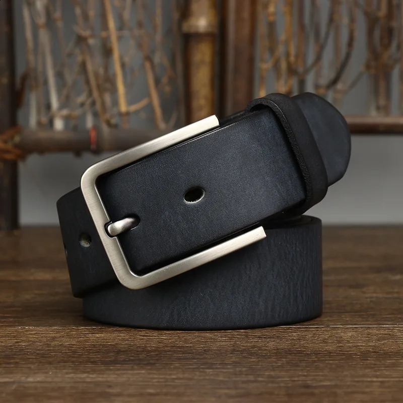 38CM Genuine Leather For Mens High Quality Buckle Jeans Cowskin Casual Belts Business Cowboy Waistband Male Fashion 251013
