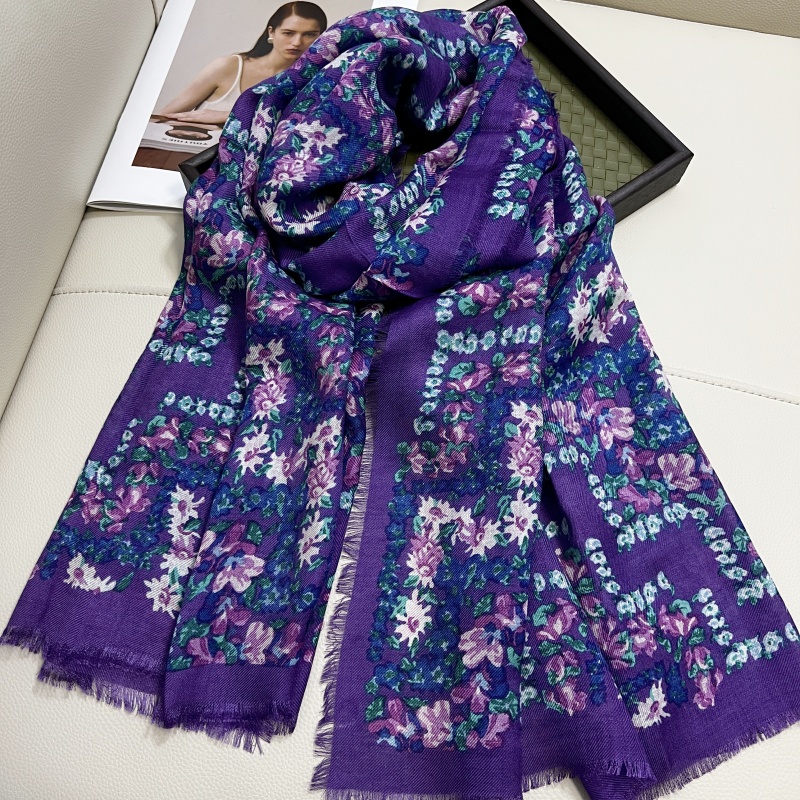 Women's long scarf scarves silk cashmere material thin and soft flowers pattern size 180cm -65cm