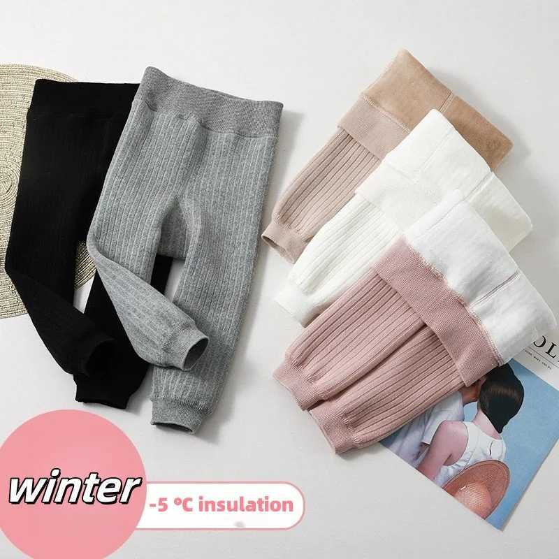 Winter Warm Toddler Girl Clothes Fleece Lined Leggings High Cotton Solid Color Tights Stretch PantsT251024