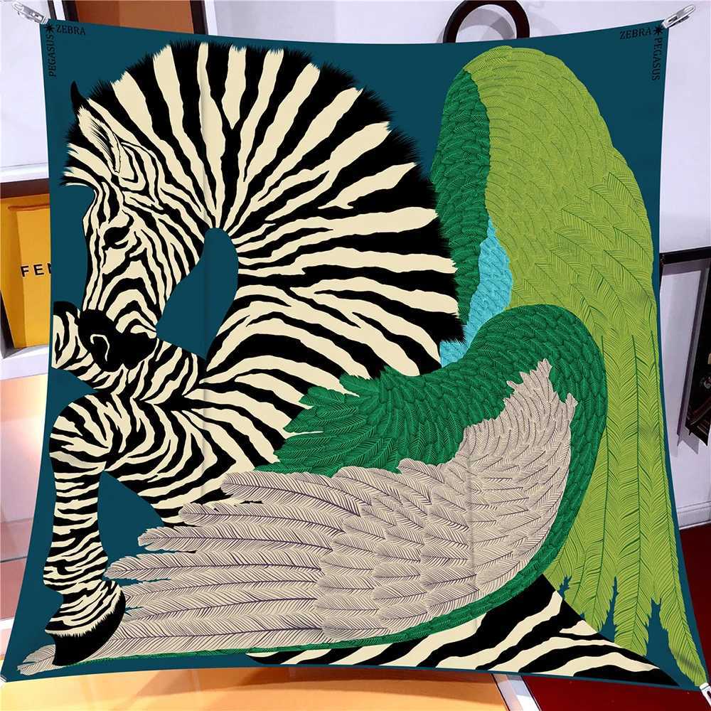 90cm Twill Silk Scarf Shawl Luxury Checkered Horse Print Square Scarves Women Hijabs Bandana Foulard Head Neckerchief C251024