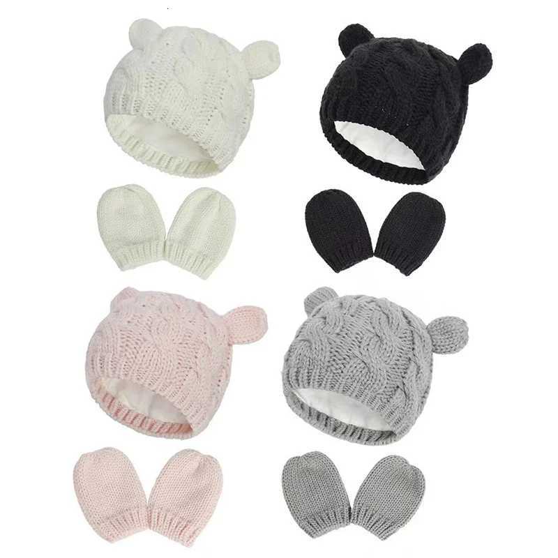 Hot Sale Childrens Winter Woolen Hats Gloves Set Kids Boys Girls Thick Warm Knitted Bonnet Beanie Hat CapsL251024