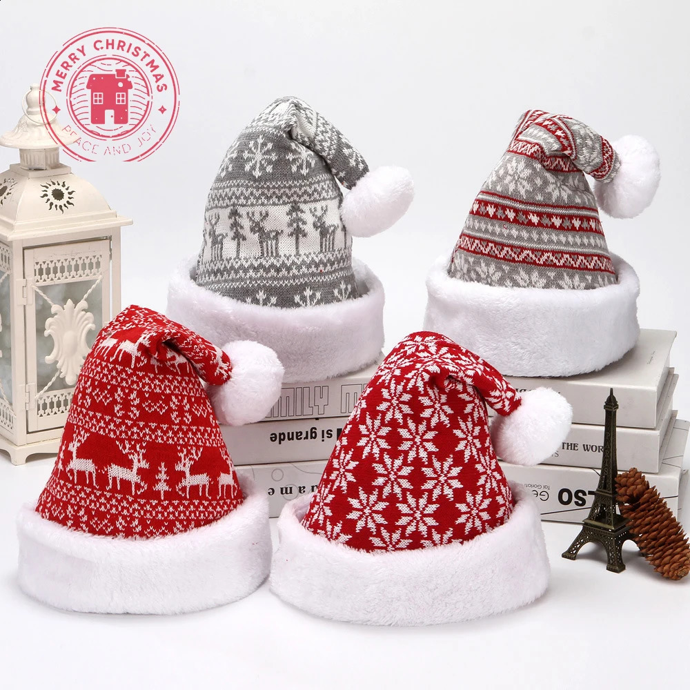 Snow Deer Knitted Woollen Christmas Hat 3040cm Adult rens Winter Hat Decoration Christmas Atmosphere Layout 251023