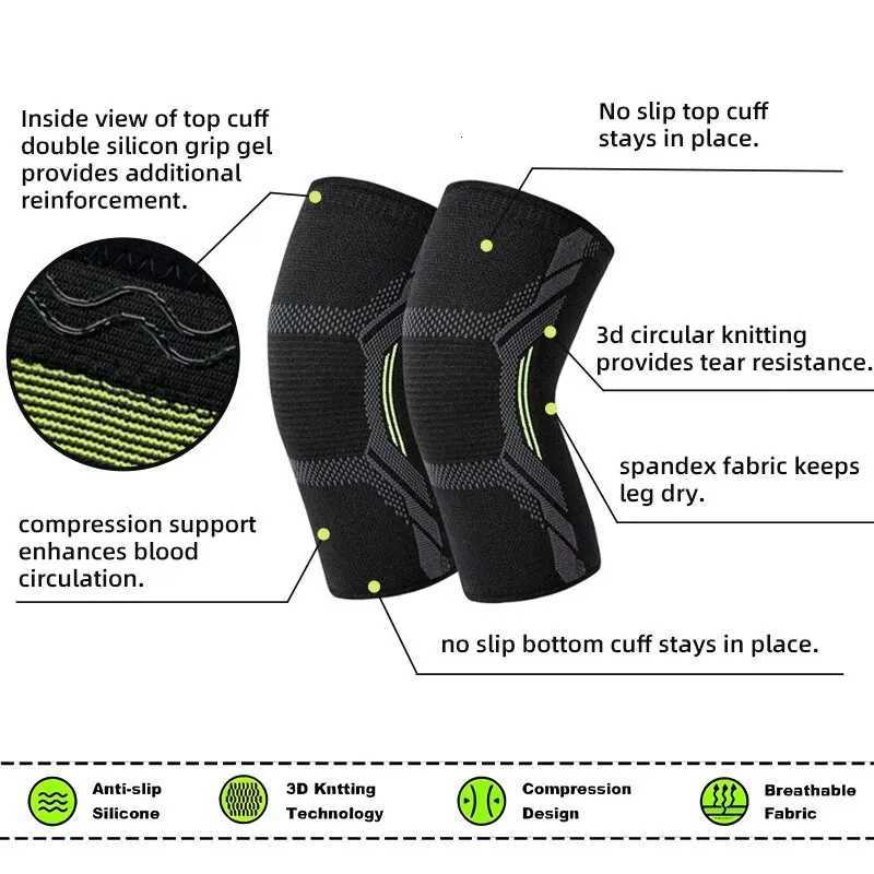 Single Knitted Nylon Sports Knee Pad Riding Protective Gear Running Basketball Skipping Rope Warm Knee Pad Foot Cold Proof BlackW251024