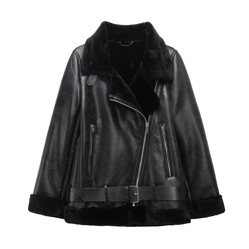 The womens jacket with extra thick warm and lamb feather rider artificial fur 251021