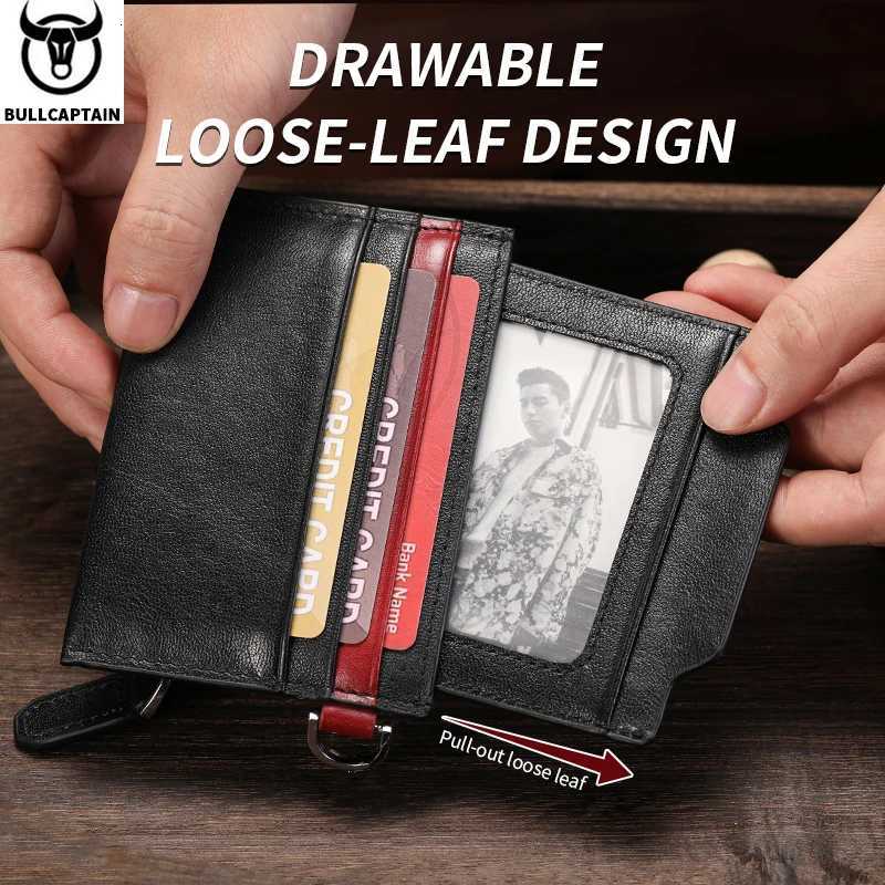 Bullcaptain Men Genuine Leather Wallet Male Small Purse Mini Money Bag Walet Thin Portomonee carteras Mans Wallet Card Holder Z251023
