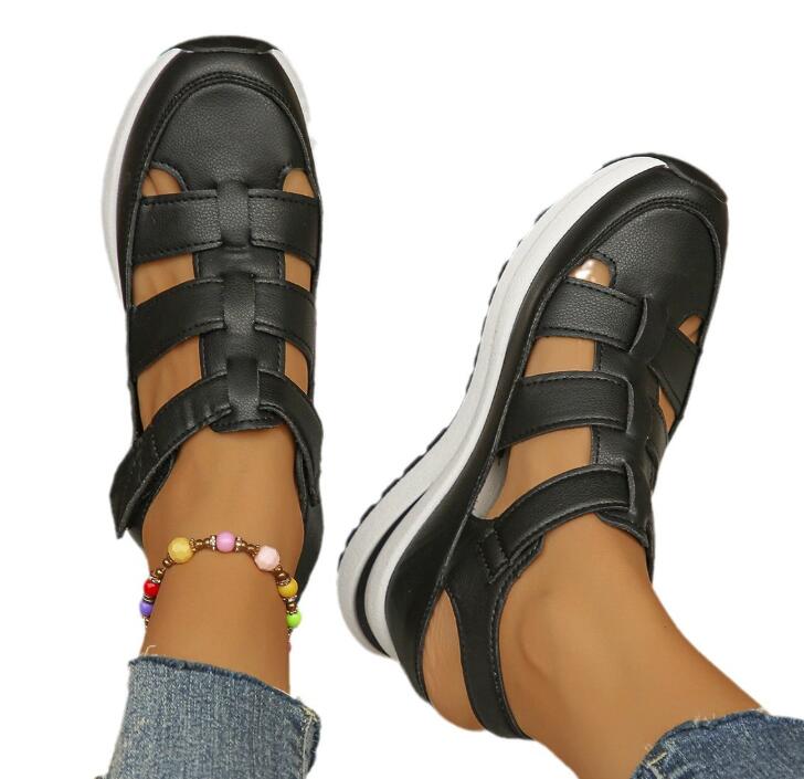 Hollow out casual sandals for women summer 2024 versatile thin sponge cake thick sole high height women's shoes Z 10.21-6
