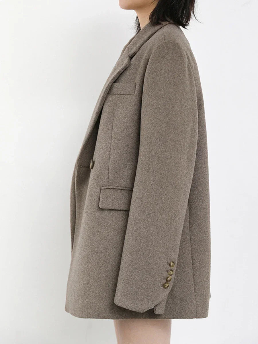 CHIC VEN Autumn Winter Women Coats Wool Blend Allmatch Midlength Blazer Womens Woolen Overcoat Female Fashion Clothing 2023 251016