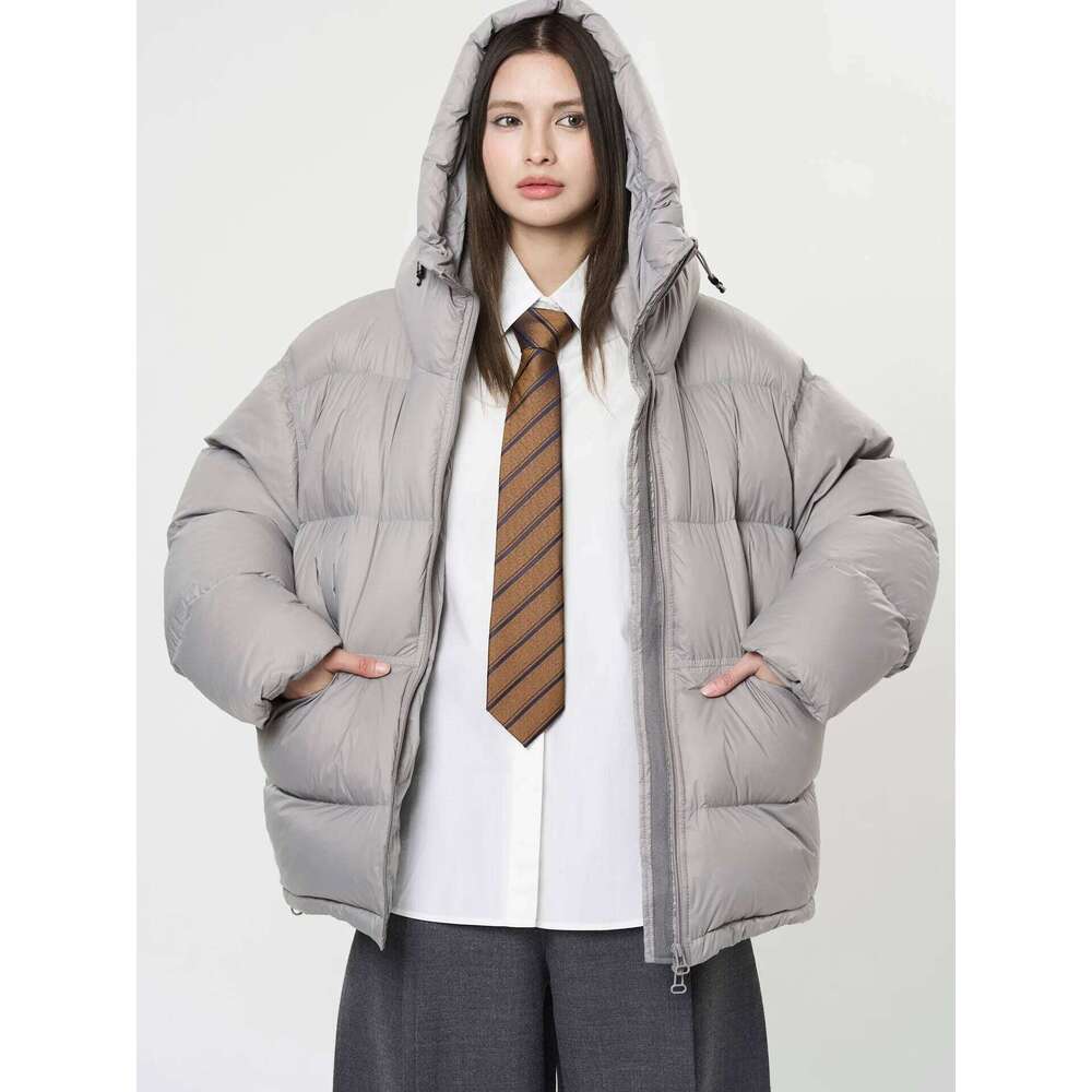 Winter Women's Casual Solid Color Loose Hooded Down Jacket Coats Designer Women