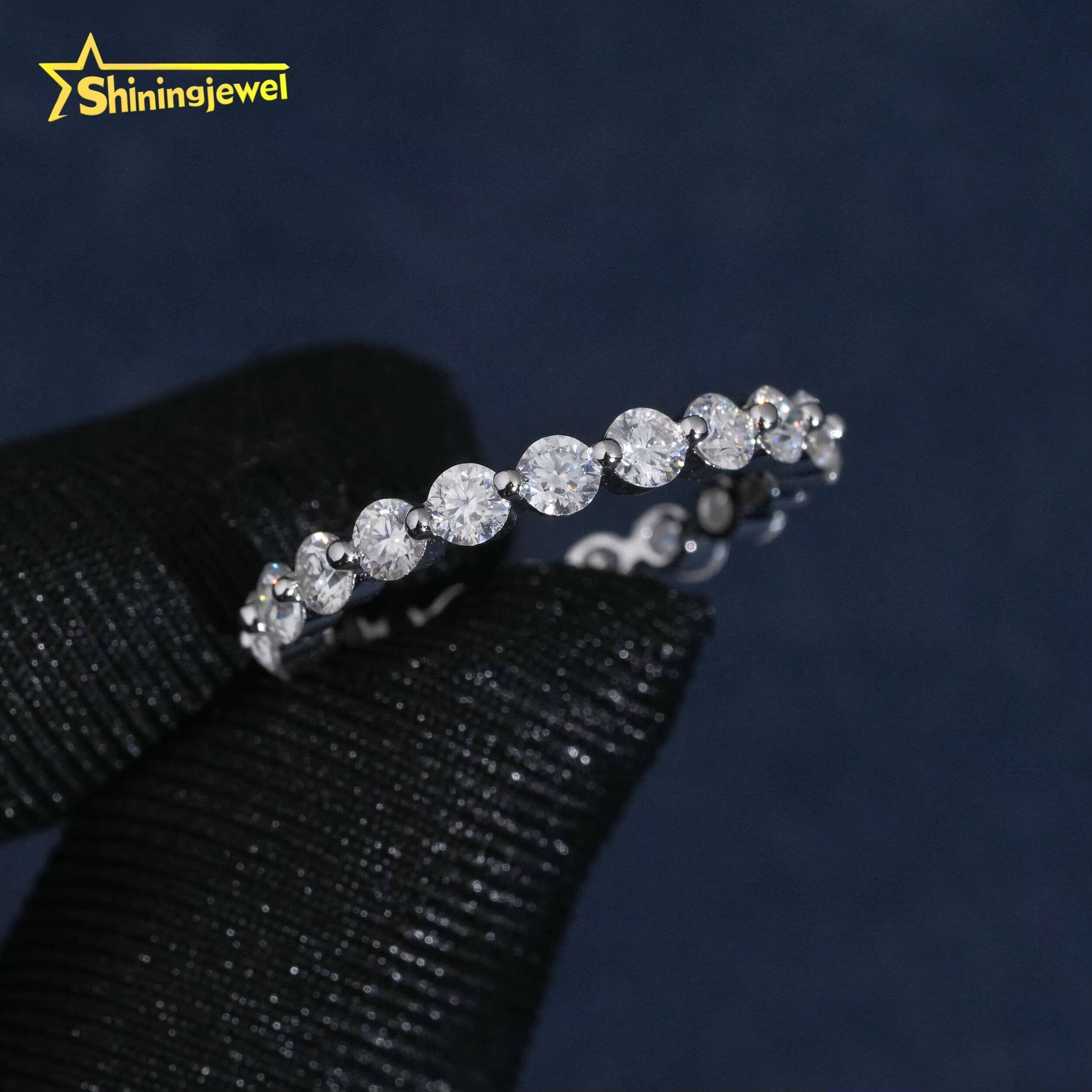 Hip Hop Jewelry 925 Silver Eternity Ring Moissanite Diamond 30mm Round Iced Out Rings Pass Diamond Tester