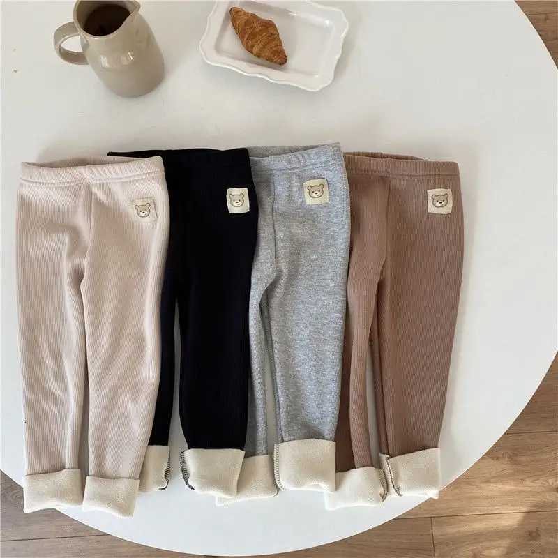 Autumn Fleece Inside Kids Leggings Girls Cute Bear Fur Padded SkinnyPants Children Warm Cartoon Elastic LeggingsT251024