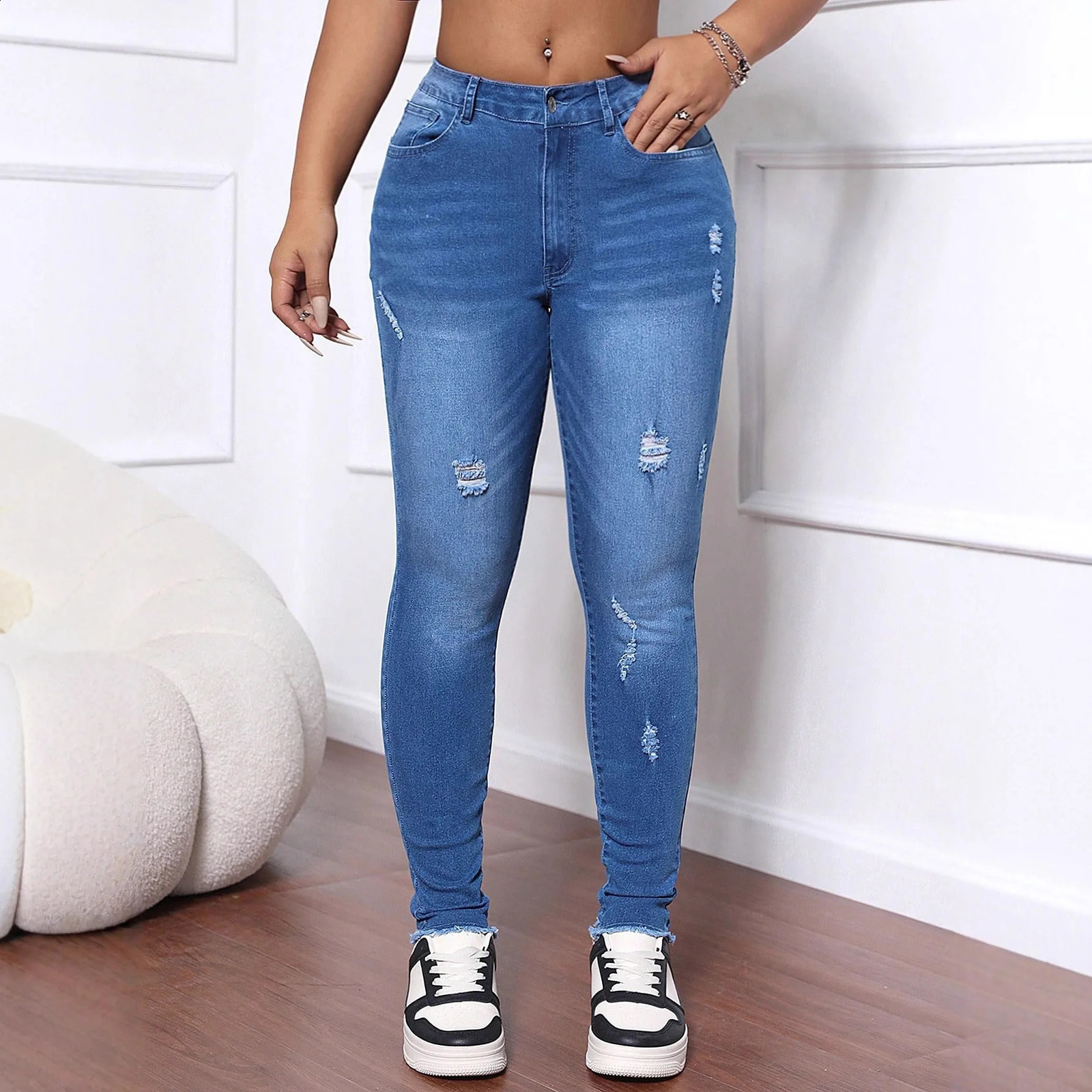 Fashion Y2k Skinny Jeans For Woman 2025 Autumn Winter Streetwear Denim Pants Trousers Casual 251018