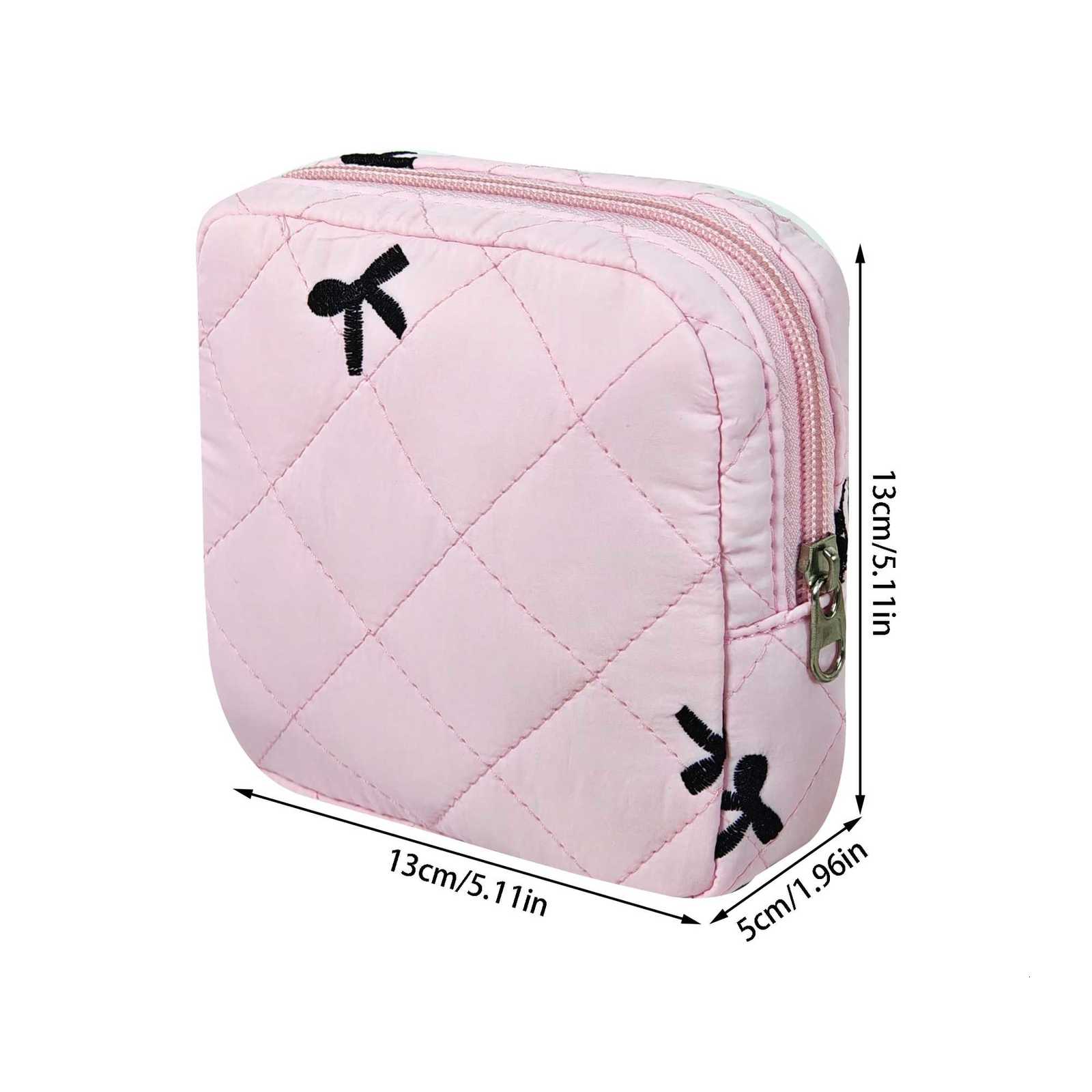 Bows Embroidery Craft Makeup Bag Cute Fashionable Simple and Versatile Suitable for Storing Small ItemsT251024