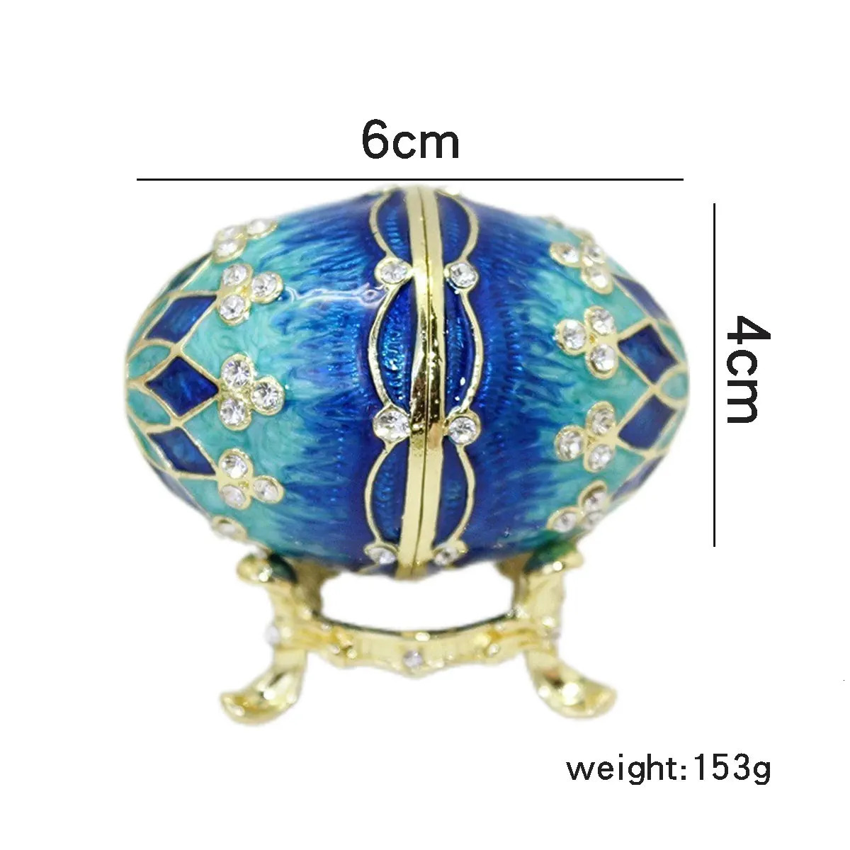 Blue Vintage Style Egg Trinket Box Unique Hand Painted Enameled Jewelry Box Collectible Unique Gift for Home Decor 251009