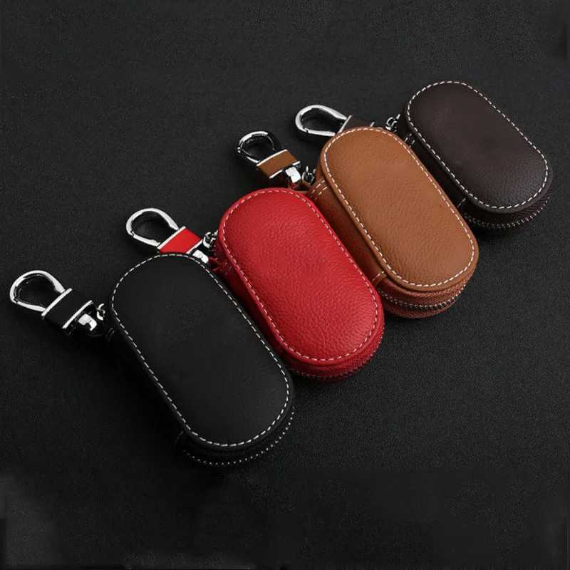 Leather Car Key Case Zipper Keychain Cover with Card Slot Housekeeper Organizer for Men Women Gift Ready Z251023