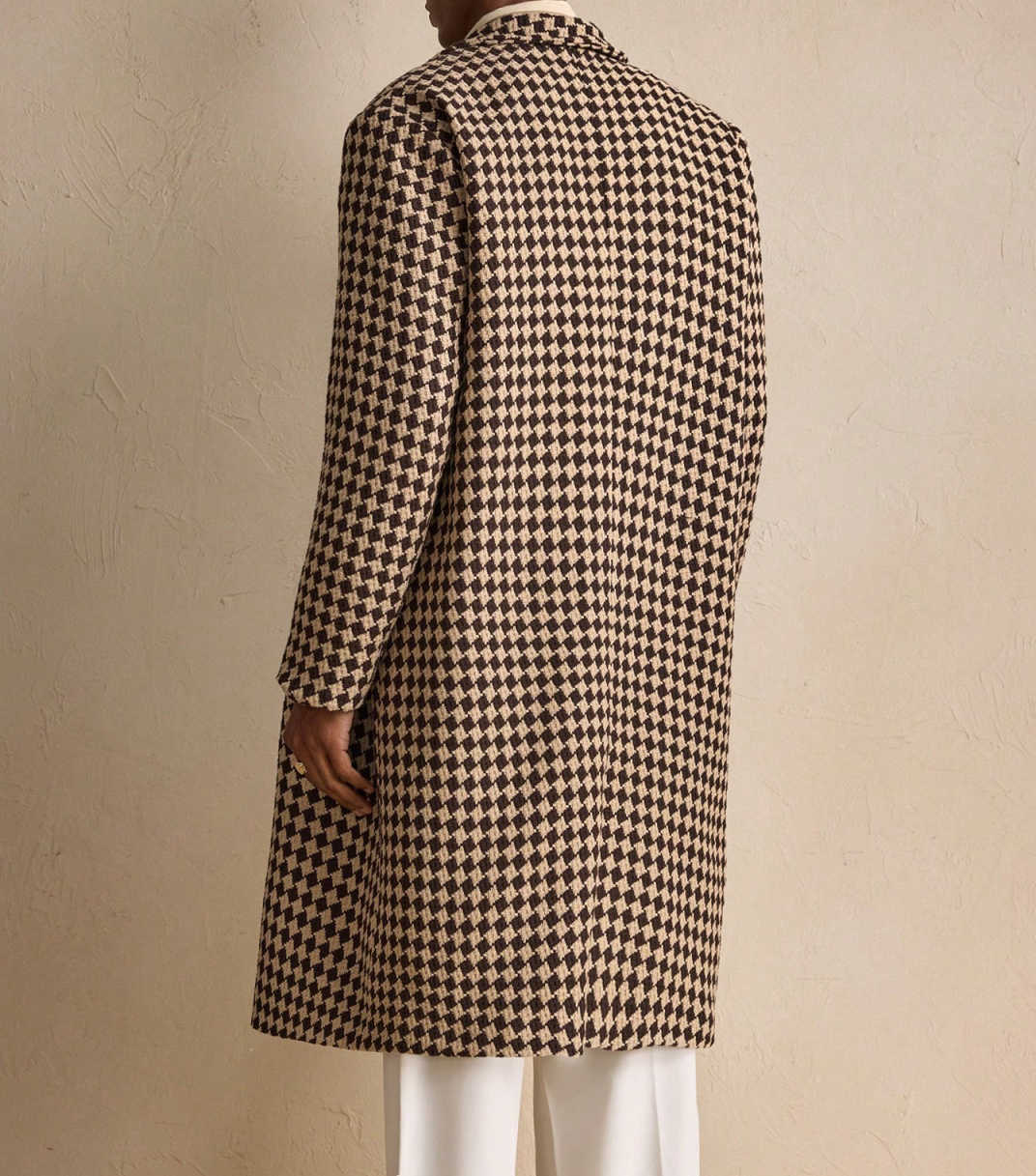 Classic Grid Men's Overcoat Wool Blend One Piece Blazer Double Breasted Winter Warm Coats Street Wear Men's Clothing Outerwears