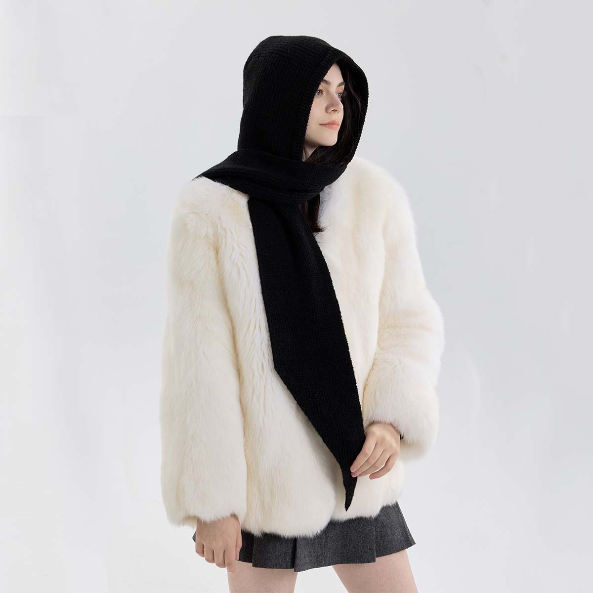 New Pullover One-piece Warm Knitted Wool Neck Warmer Autumn Winter Hooded Scarf for Women Outerwear