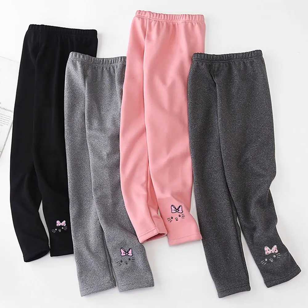 Fleece Plush Legging Trousers Thick Elastic Girls Lined Leggings Bunny Embroideried Winter Warm Trousers Pants Girls GiftT251024