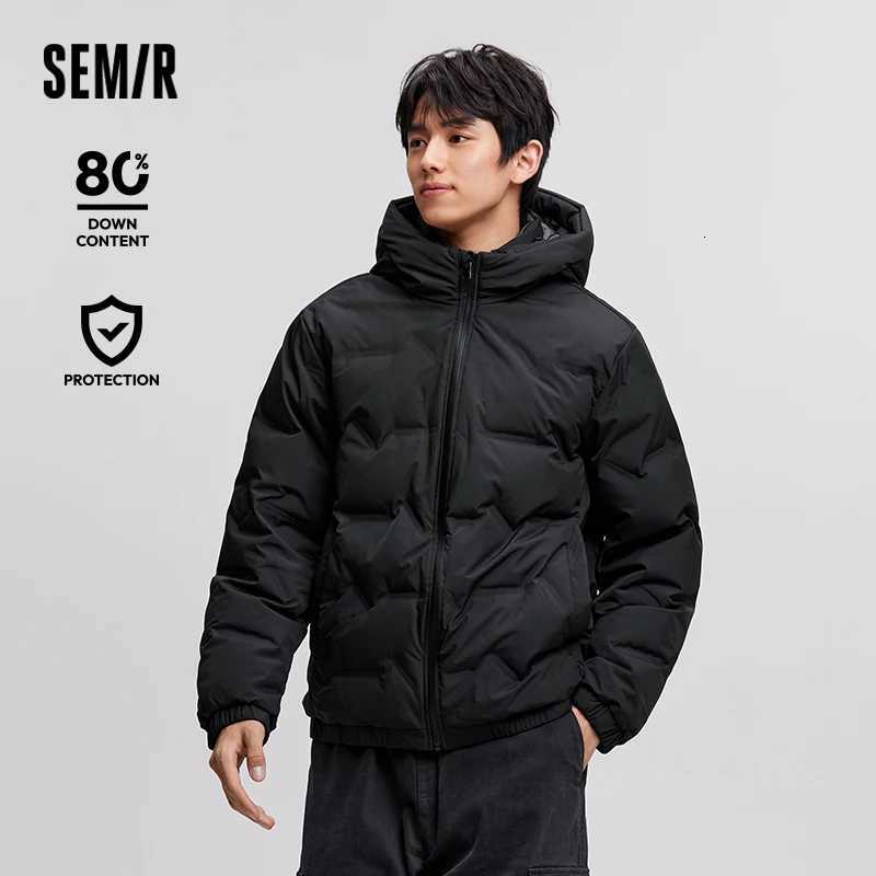 Semir Down Jacket Men 2024 New Waterproof Hooded Outerwear Winter Clothing Solid Color Versatile DirectInjection Down Thickened Z251024