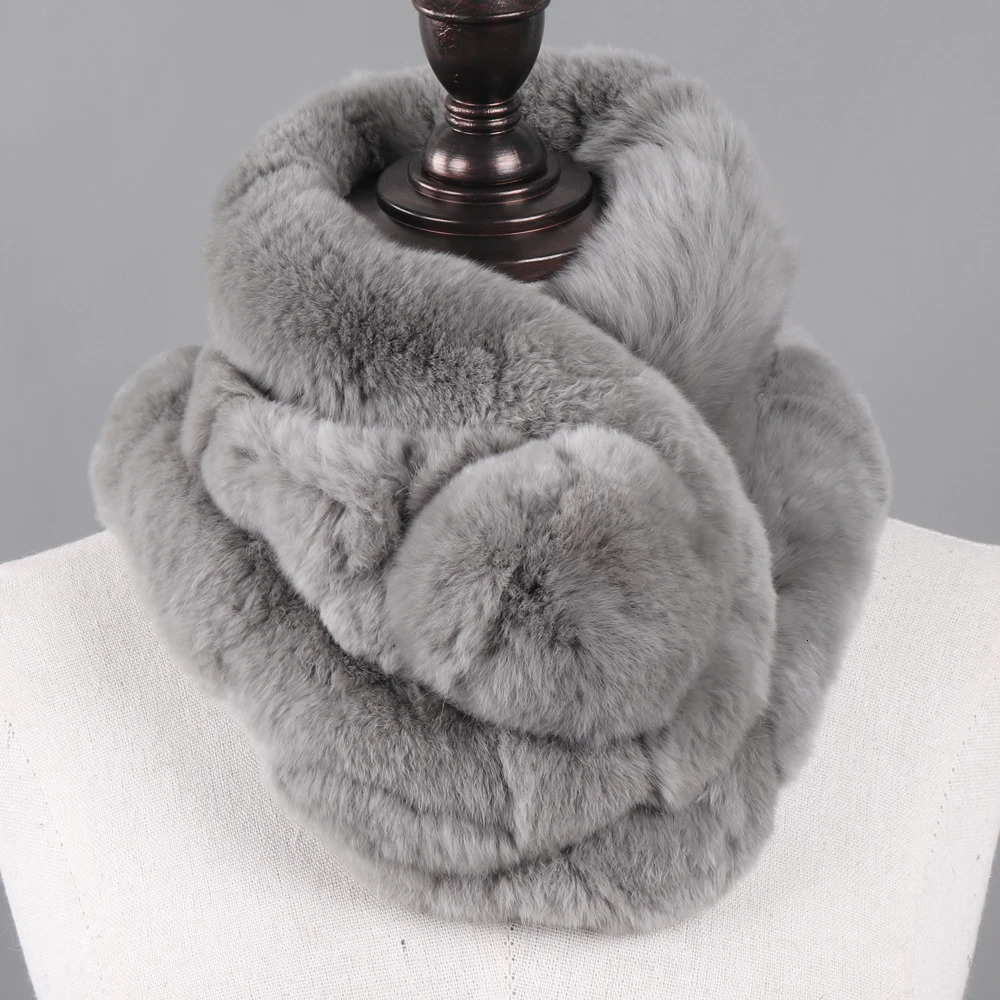 Winter Natural Rex Rabbit Fur Ring Scarf Women Warm Real Rex Rabbit Fur Mufflers Russian Lady Genuine Rex Rabbit Fur Scarves 251020