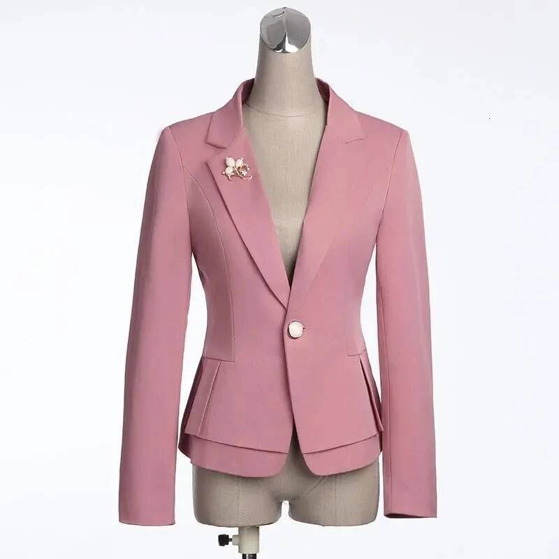 Spring Autumn Jackets 2024New Solid Fashion Slim Office Short Women Elegant Single Button Formal Blazer Coat dongdumaoyi