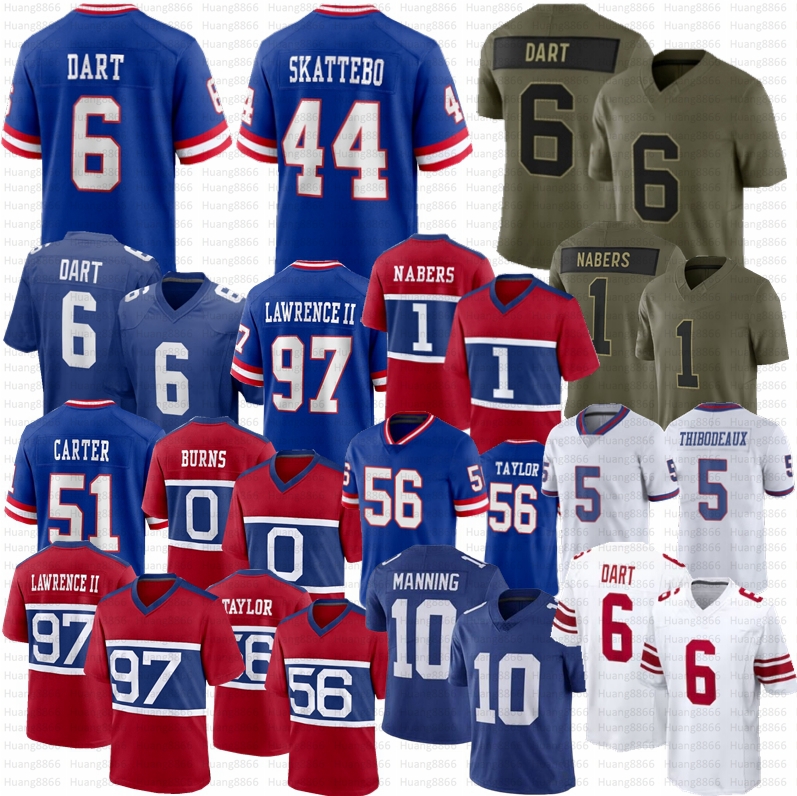 Jaxson Dart Abdul Carter Malik Nabers Russell Kayvon Thibodeaux Wilson Football Jersey Manning Cam Skattebo Dexter Lawrence II Strahan DeVito Bavaro Brian Burns