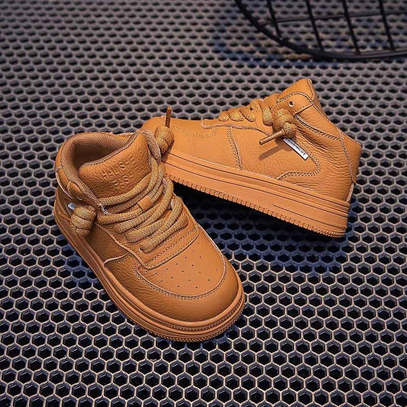 Kids Basketball Shoes for Boys High Top Board Shoes Girls White Black Brown Walkfashion Sneakers Children Footwear Shoes Sizes US9C-US5Y W1142
