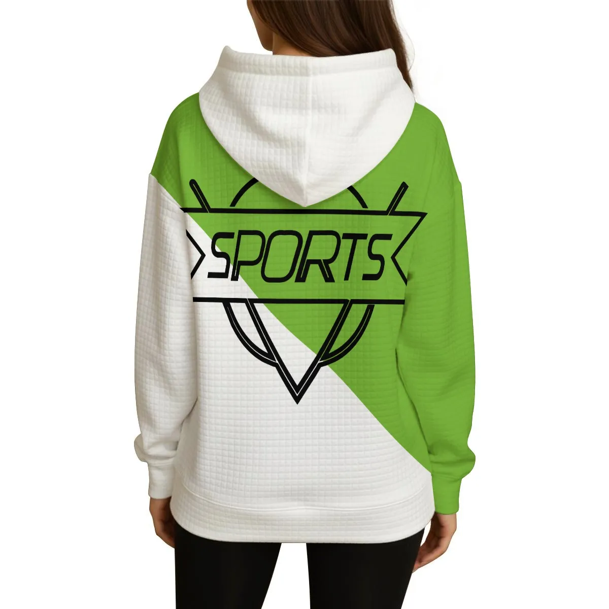 DHgatepod Women's Heavyweight Waffle Knit Hoodie - 320GSM All-Over Print Textured Pullover with Kangaroo Pocket