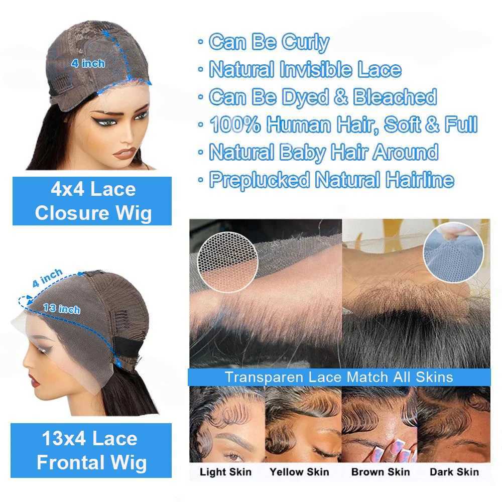 100 Human Hair Natural Black Straight Bob Wig 4x4 Closure 13x4 Lace Frontal Pre Plucked Brazilian Virgin Straight Short Bob Wig W251023