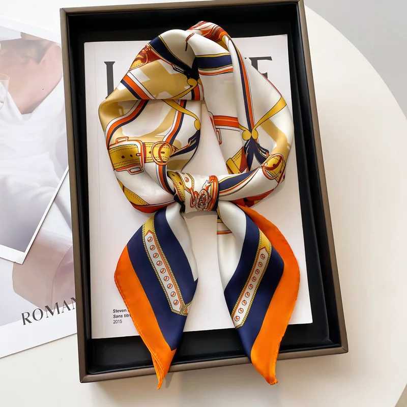 Luxury Silk Feeling Square Scarf Wen Carriage Print Satin Neckerchief Spring Hair Band Foard Bandana Echarpe Tie Shl Wrs Y251024