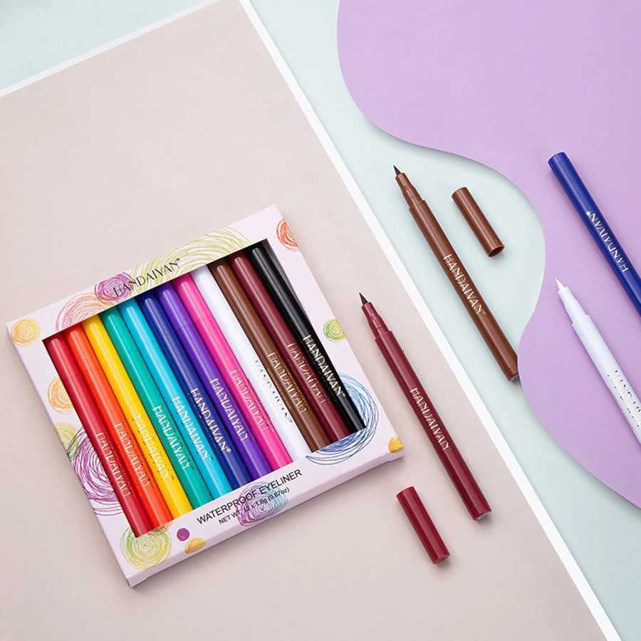 12PcsSet Multicolor Eyeliner Pens Easy To Wear Quick Drying NonSmudging Liquid Waterproof Eye liner Pens Makeup ToolsL251024