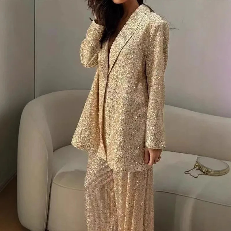 Fashion Sequin Women Suit Sets 2 Pieces Outfits Blazer Pants Office Lady Wear Suits Party Wedding Suit for Women Trendy 251023