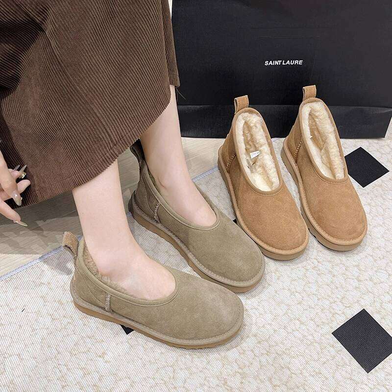 2025 Women Winter Ultra Mini Boot Designer Australian Platform For Leather Warm Ankle Fur Booties Boots Round Toe