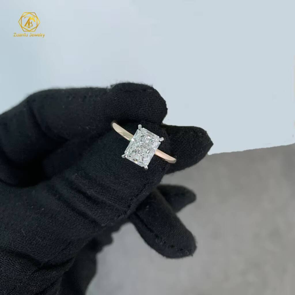 Luxury 2CT Radiant Cut Lab Grown Diamond Ring 14k Solid Gold Wedding Band for Women and Men for Weddings and Engagements