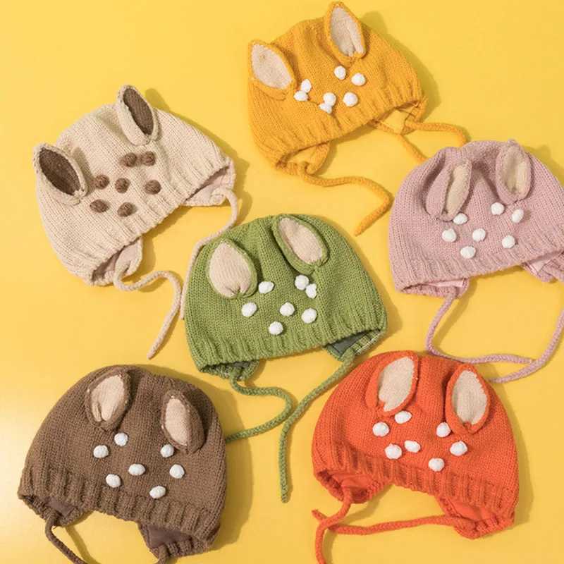 Kids Christmas Cap Cute Elk Baby Ear Protection Hat Cartoon Children Beanie Winter Warm Earmuffs Bonnet Newborn Knitted Hat GiftL251024
