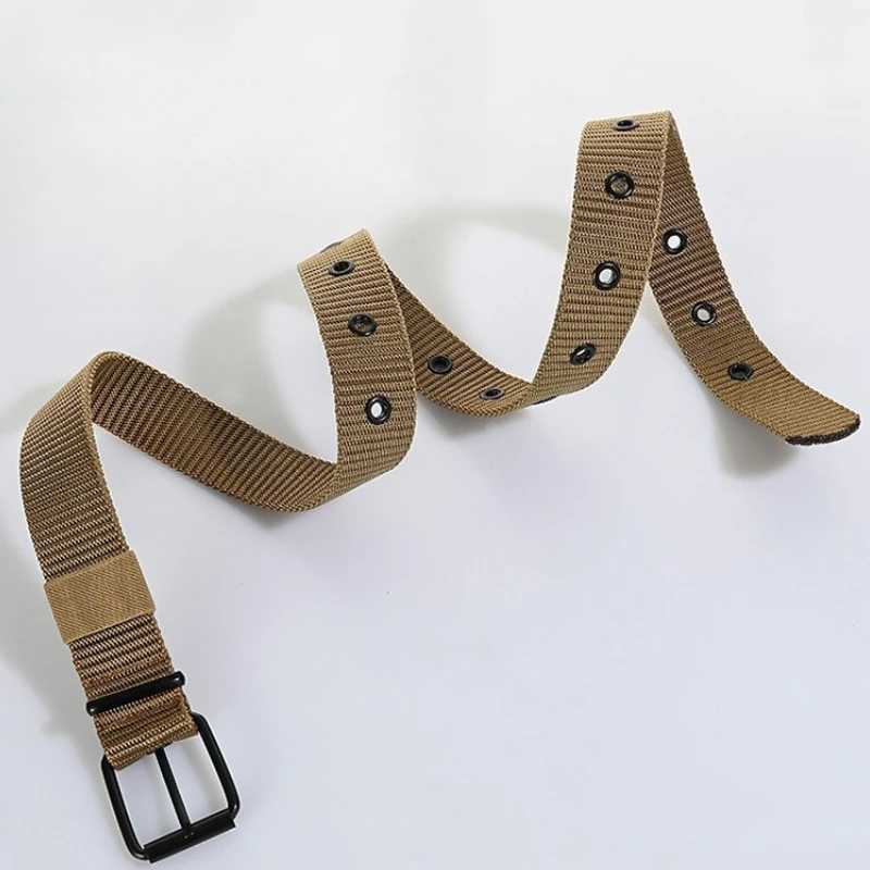 Unisex Canvas MultiHole Belt Needle Buckle Design KoreanStyle Versatile Jeans Belt for Students Youth W251024