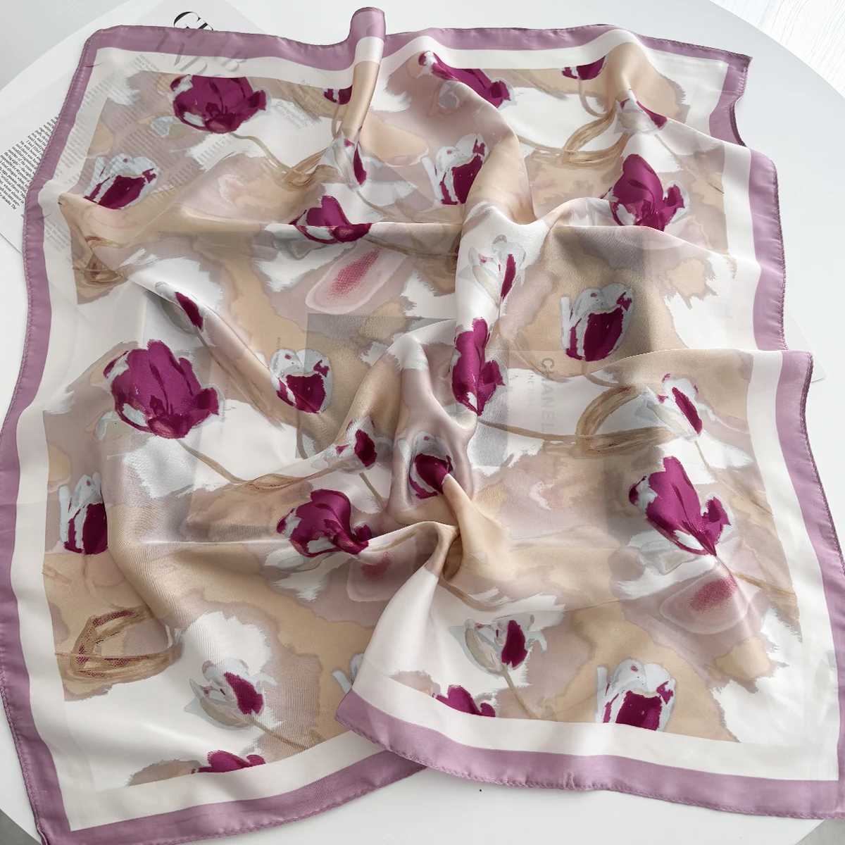 Luxury Soft Satin Print Square Scarf Wen Neckerchief Spring Hair Band Foard Bandana Echarpe Tie Shl Wrs Y251024