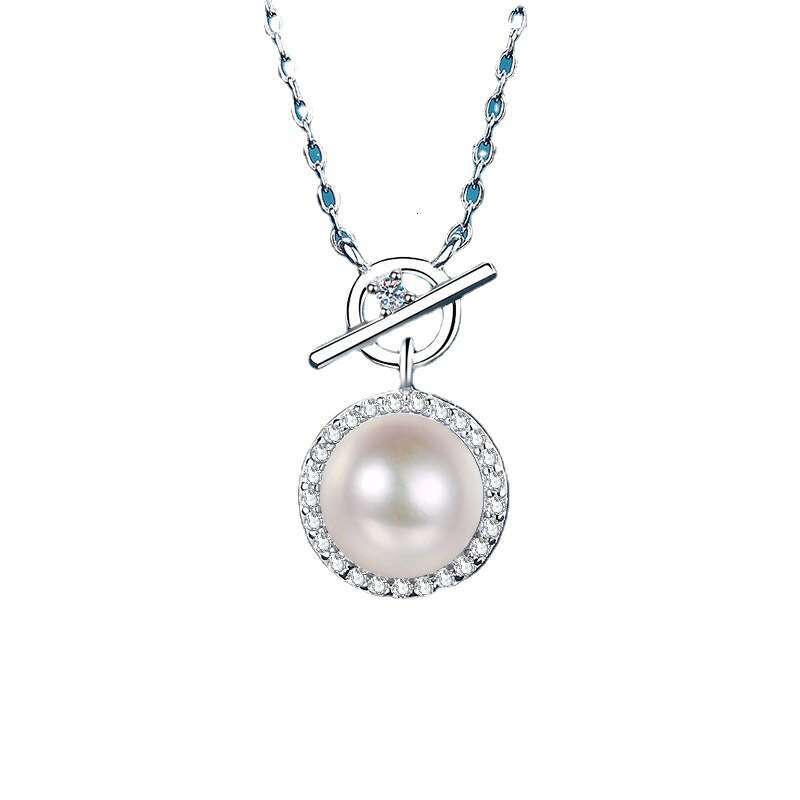 DHCollections-- Sterling Sier Necklace for Women Freshwater Pearl Moissanite Choker Plated PT950 Gold Collarbone Chain