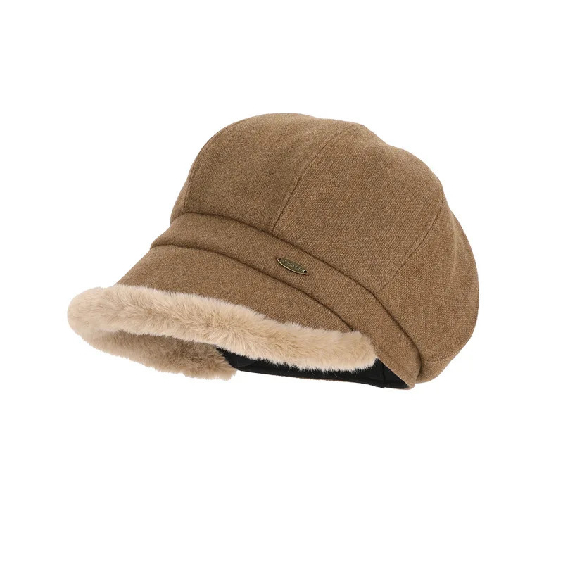 Faux Fur Beret for Women Winter Fashion Plush Slimming sboy Cap Elegant Short Brim Hat Flattering 251023