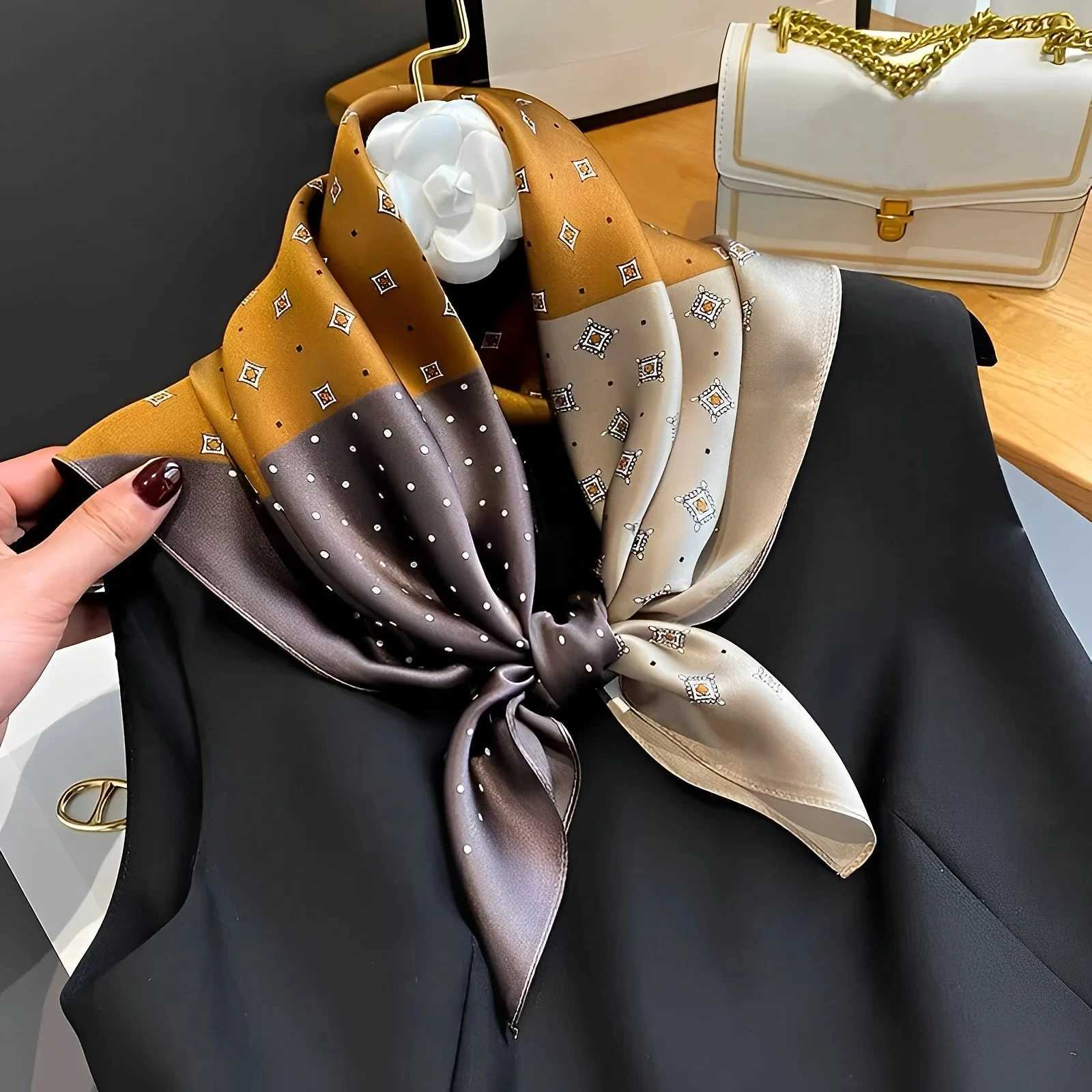 Luxury Brand Faux Diamond Polka Dot Square Scarf Elegant Imitation Silk Shl Casual Decoration scarf Small Neck Scarf Y251024