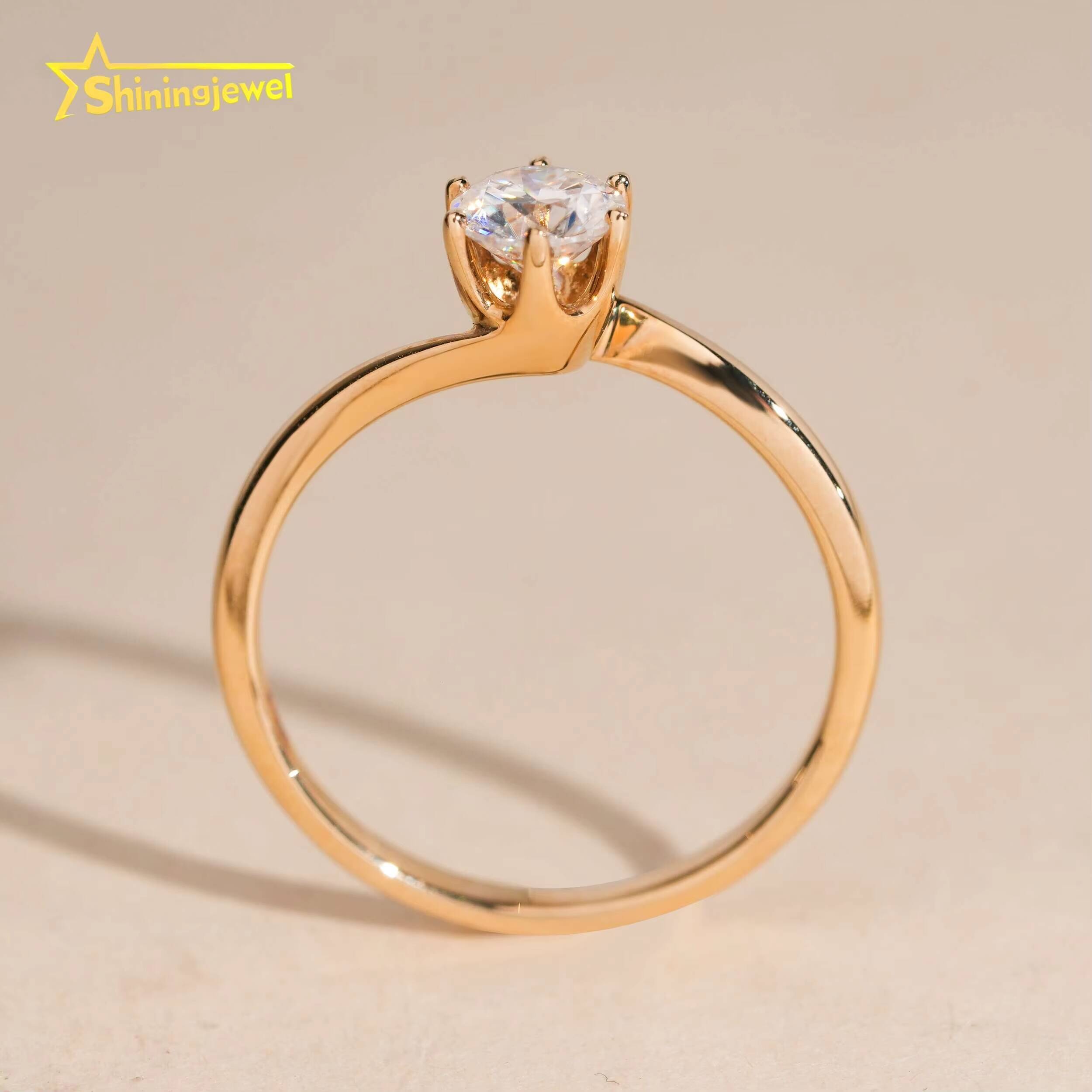 14K Solid Gold Women Ring Halo Rings Round Brilliant Cut Moissanite Engagement Rings for Women Pass Diamond Tester