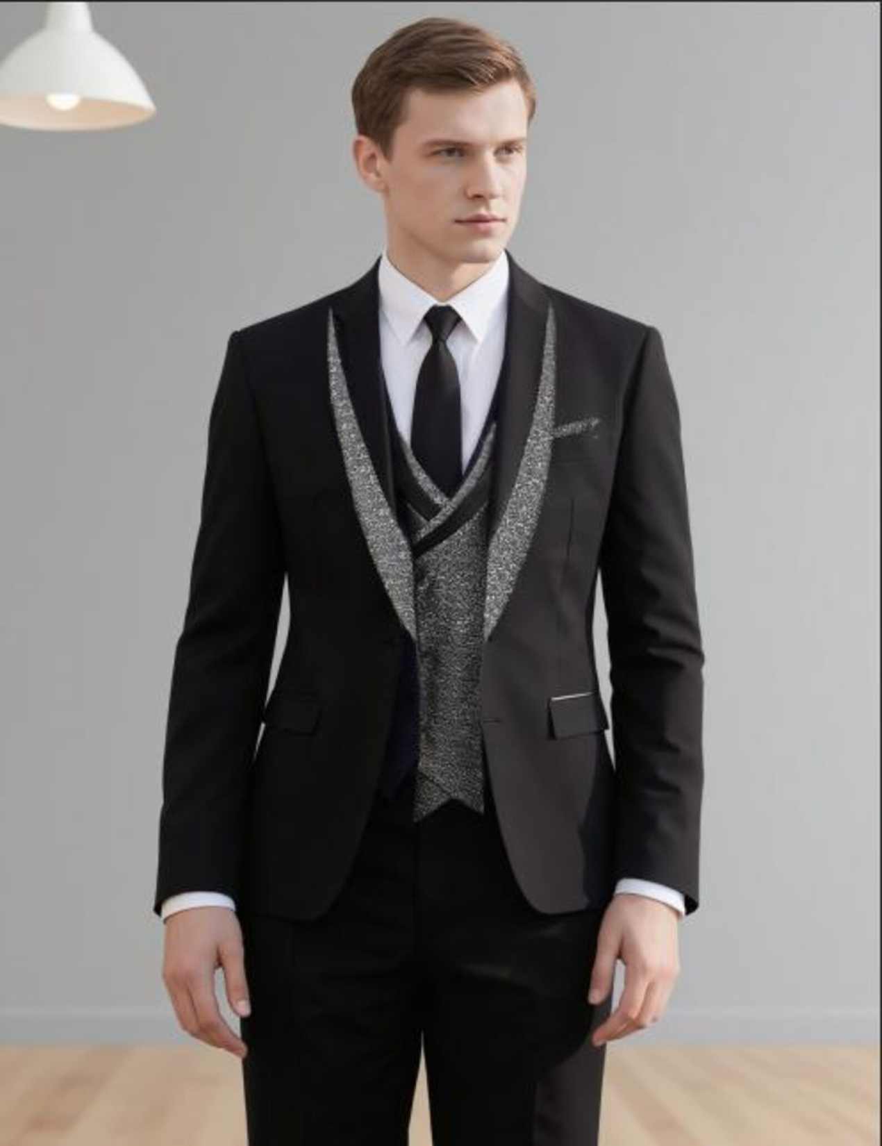 Handsome Men Tuxedos Shawl Lapel One Button Jacket Blazer 3 Pieces Classic Fit Business Occasion Customized Wear