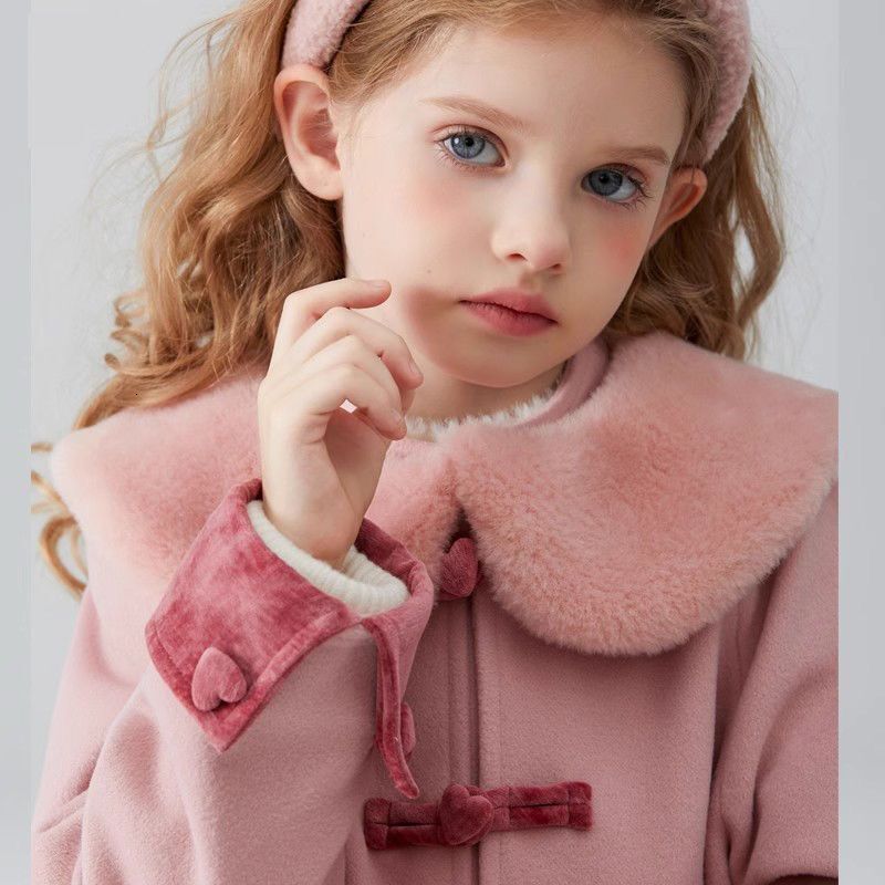 Girl Winter Designer Fashion New Wool Pink Set Dress Fashion Collar Jacket Fashion Set