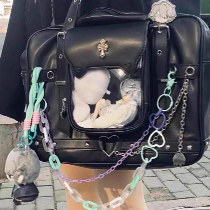 Harajuku Black Ita Bags Backpack Women Sweet Cool Transparent Large Capacity Handbag Ladies Japanese Y2k Backpacks Chic Bolsas 251023