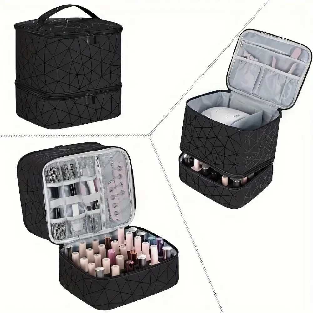 Portable DoubleLayer Storage Bag Nail Polish Essential Oil Travel Organizer MultiFunction Cosmetic CaseT251024