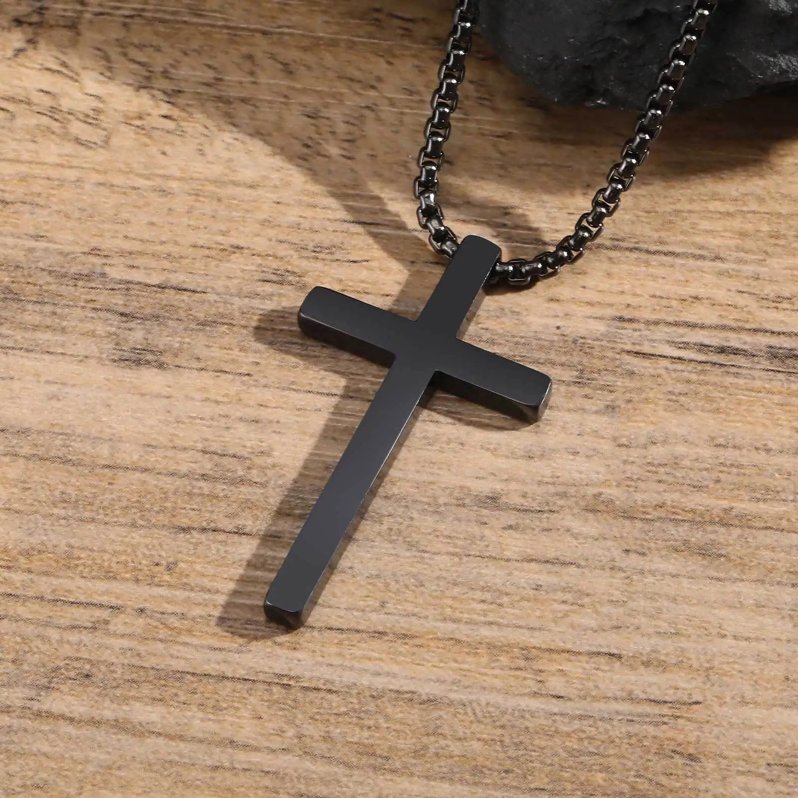 Waterproof Cross Necklace for Men WomenStainless Steel Silver Color Plain Cross PendantClassic Basic Male Collars Gift 251023