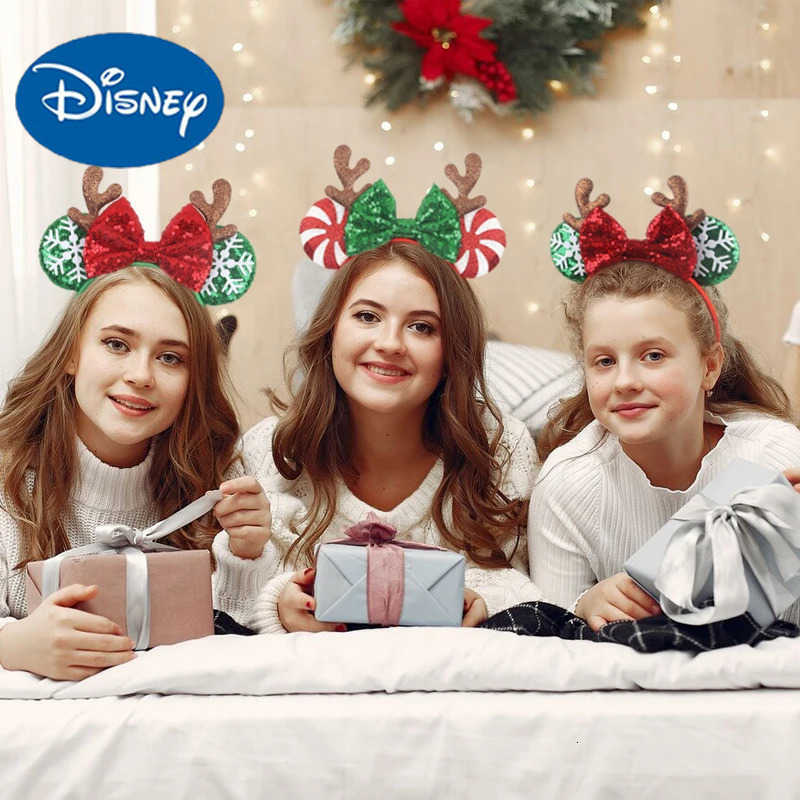 Disney Christmas Mickey Mouse Ear Headband with Shiny Bow - Festive Holiday Accessory for Parties & Decorations designer