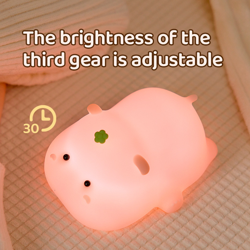 Lamps Shades Cartoon Pig LED Night Light Cute Ornament Room Decor Children's Bedroom Bedside Decoration Atmosphere Birthday Gift 230411