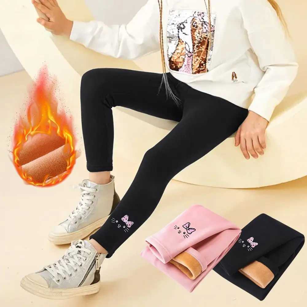 Fleece Plush Legging Trousers Thick Elastic Girls Lined Leggings Bunny Embroideried Winter Warm Trousers Pants Girls GiftT251024