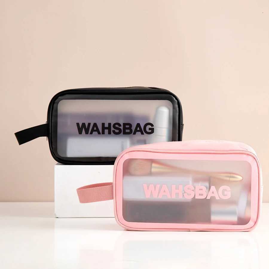 Portable Makeup Bag Large Capacity Make Up Brushes Lipstick Powder Travel Cosmetics Storage Toiletry Bag Waterproof TransparentT251024