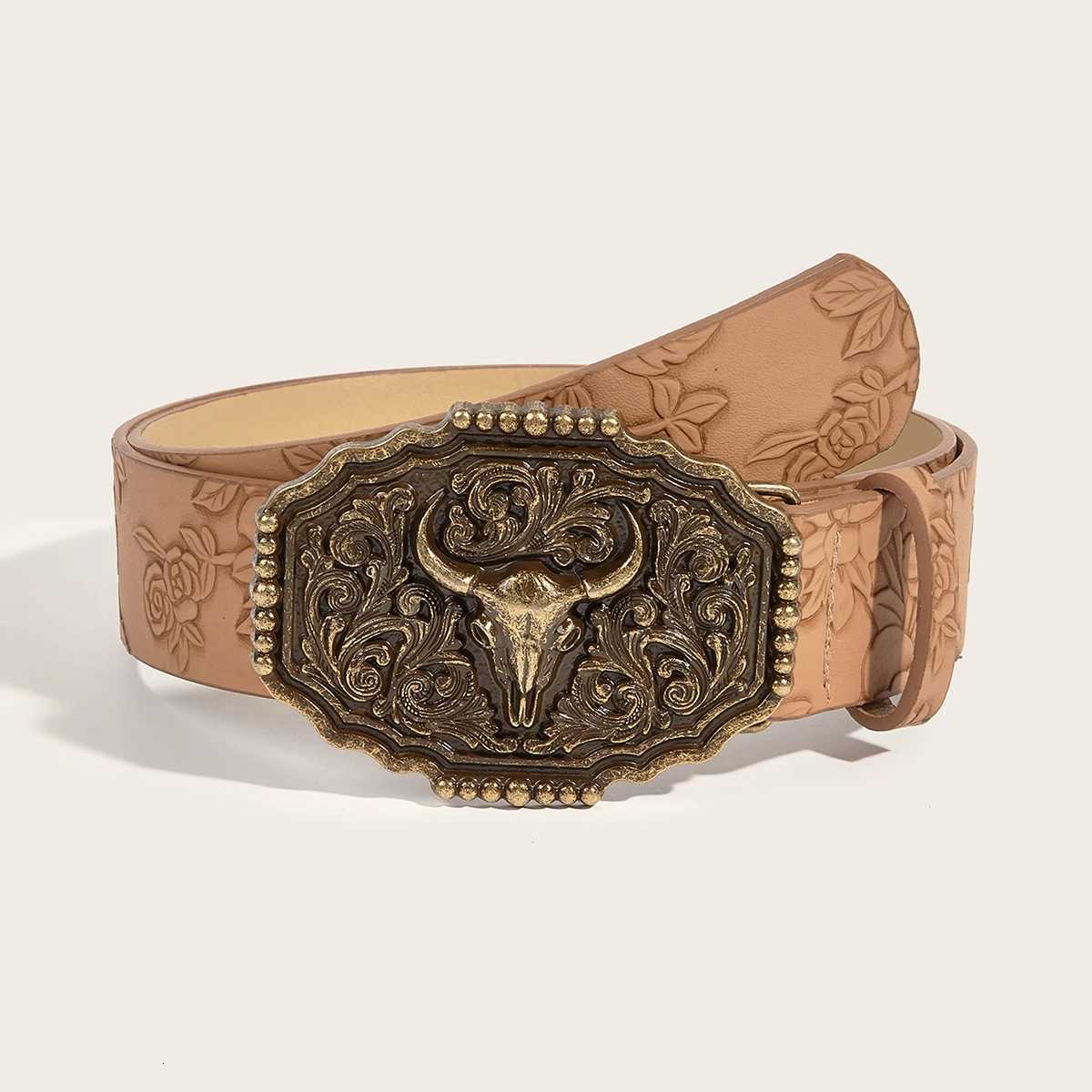Neutral wind Niutou buckle printing belt W251024